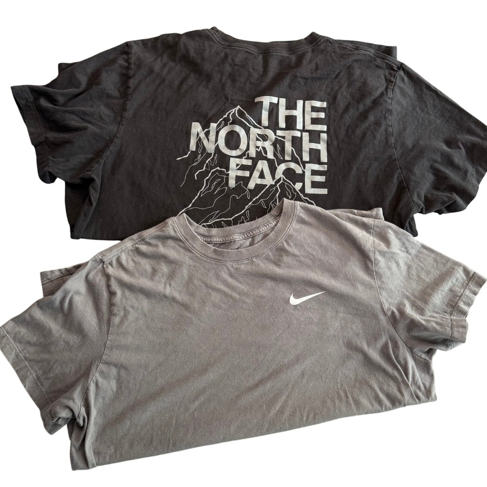 Nike & North Face XL T-Shirt Bundle (2) Black Grey Graphic Logo Tees